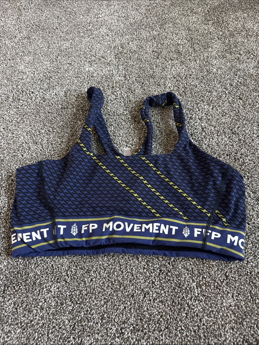FP Movement Navy Sports Bra with Yellow Accents
